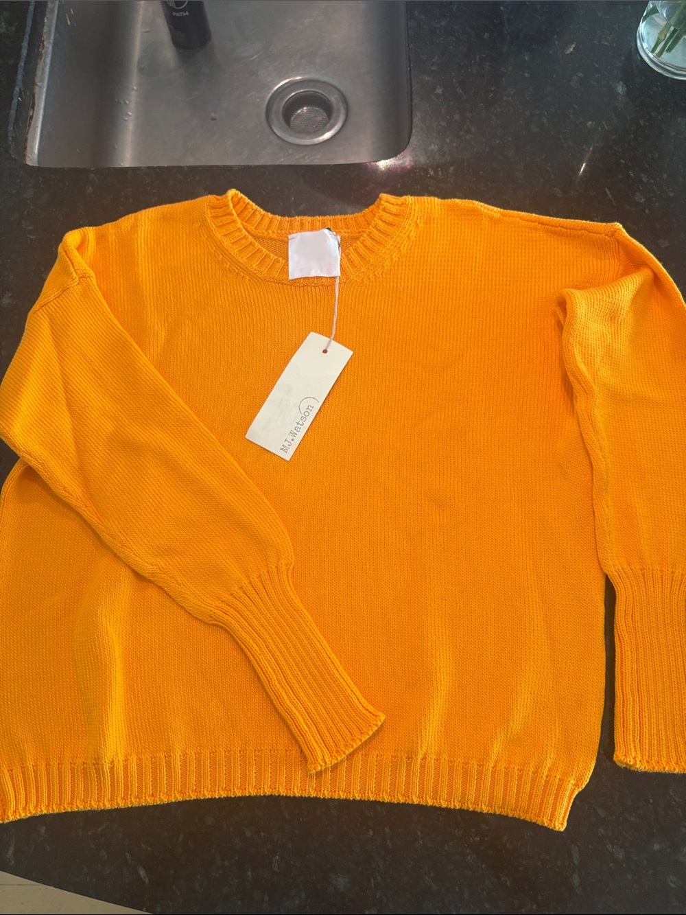 MJ WATSON ITALIAN ORANGE Crewneck LONG SLEEVE Sweater (M)